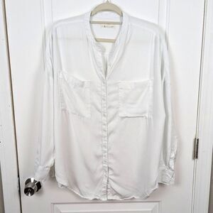 Lou & Grey for LOFT | White Button Down Long Sleeve Shirt Size Small